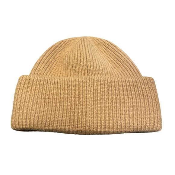 NWT Madewell Wool-Blend Chunky Rib-Knit Beanie Fallen Timber Tan Wool Alpaca - Picture 2 of 8